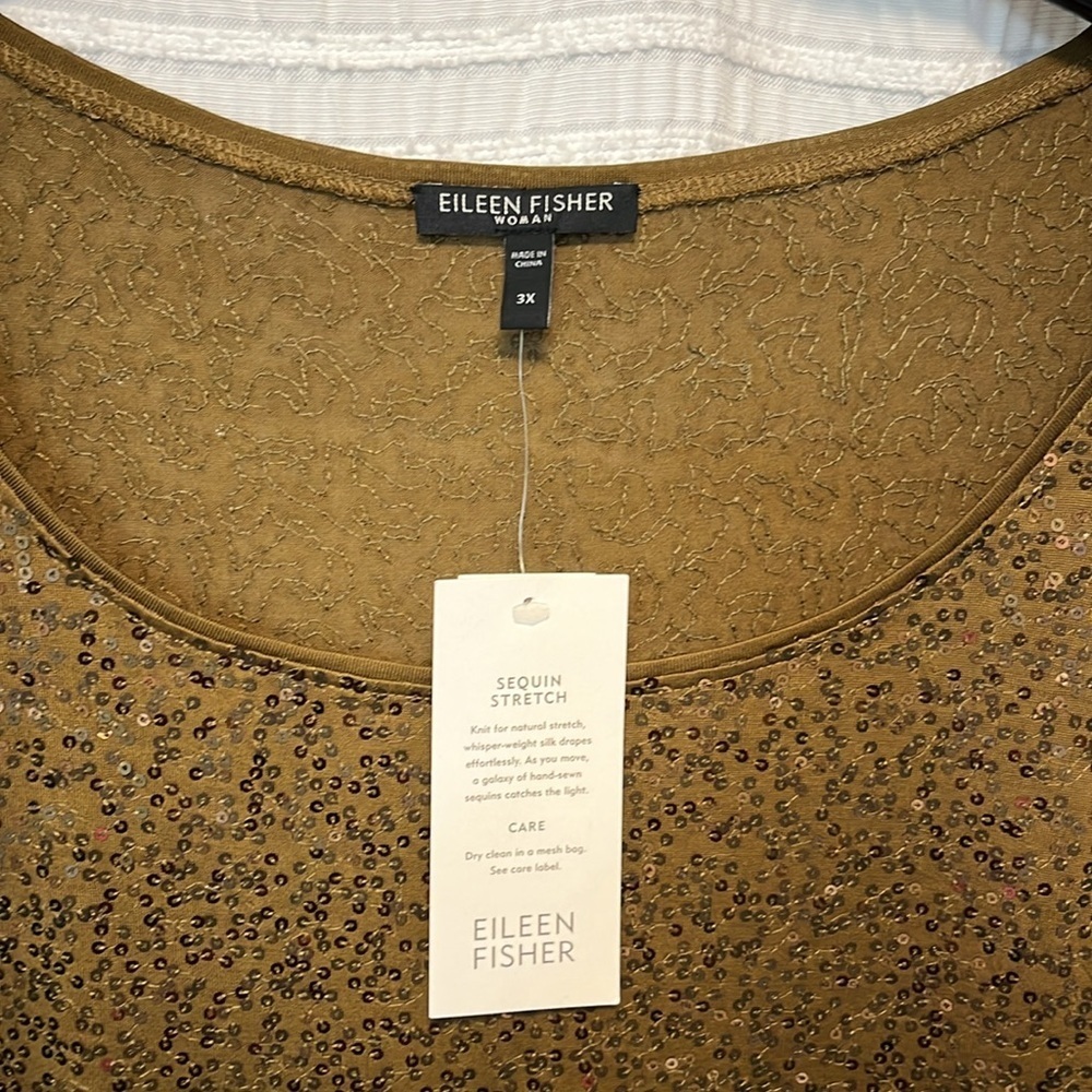 Eileen Fisher Silk Stretch Sequin Long Tunic Tank - Picture 2 of 3